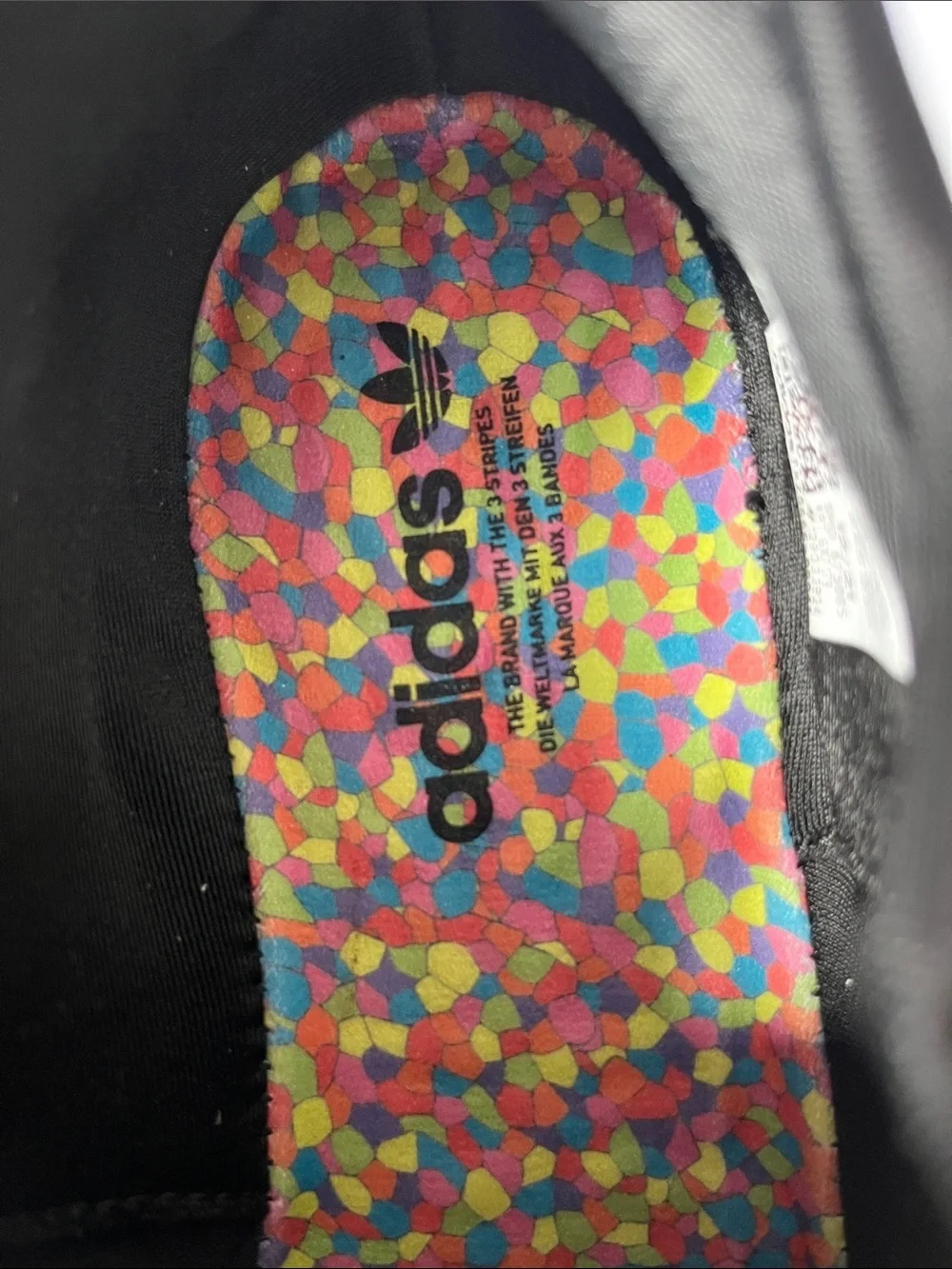 adidas Kids Black Sneakers with Rainbow Sole Accent